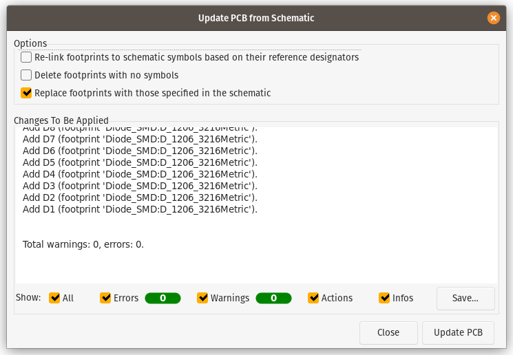 Confirm Update PCB